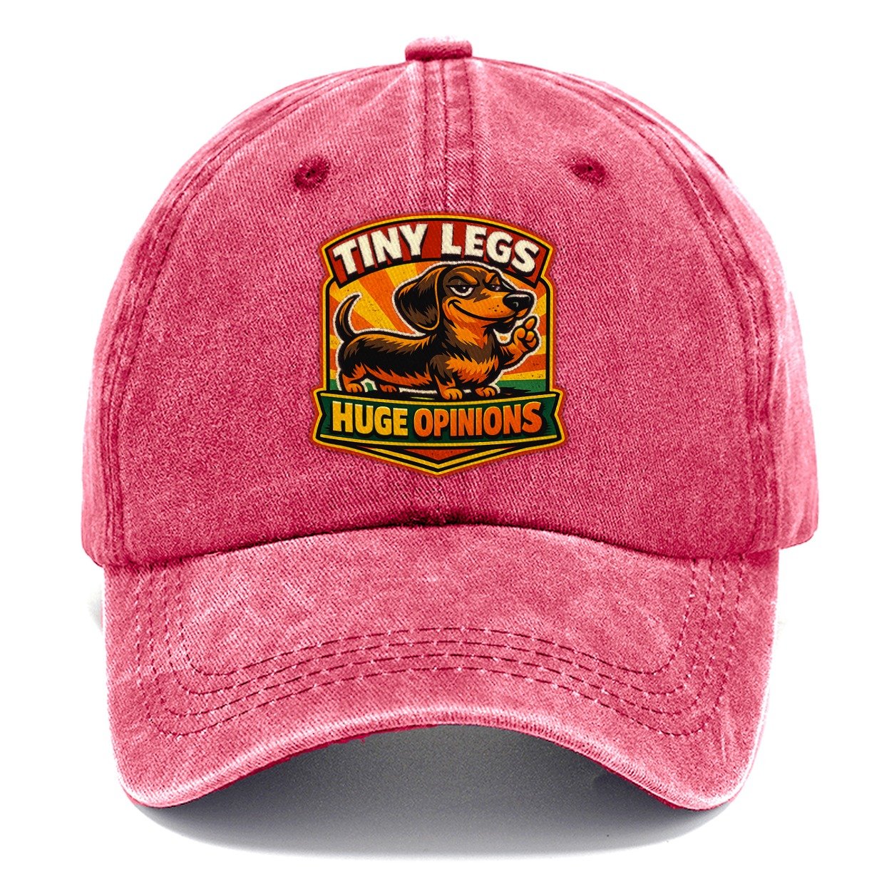 Tiny Legs Huge Opinions Dachshund Classic Cap – Pomegranate Blush