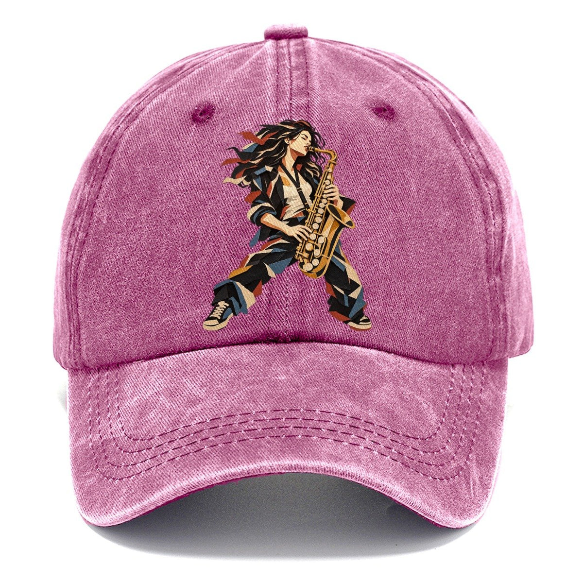 Saxophone Woman Paper Collage Classic Cap – Dusty Rose