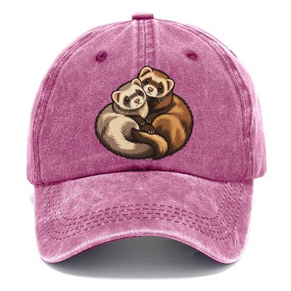 Ferret Pair Curl Small Pet Logos Classic Cap – Dusty Rose