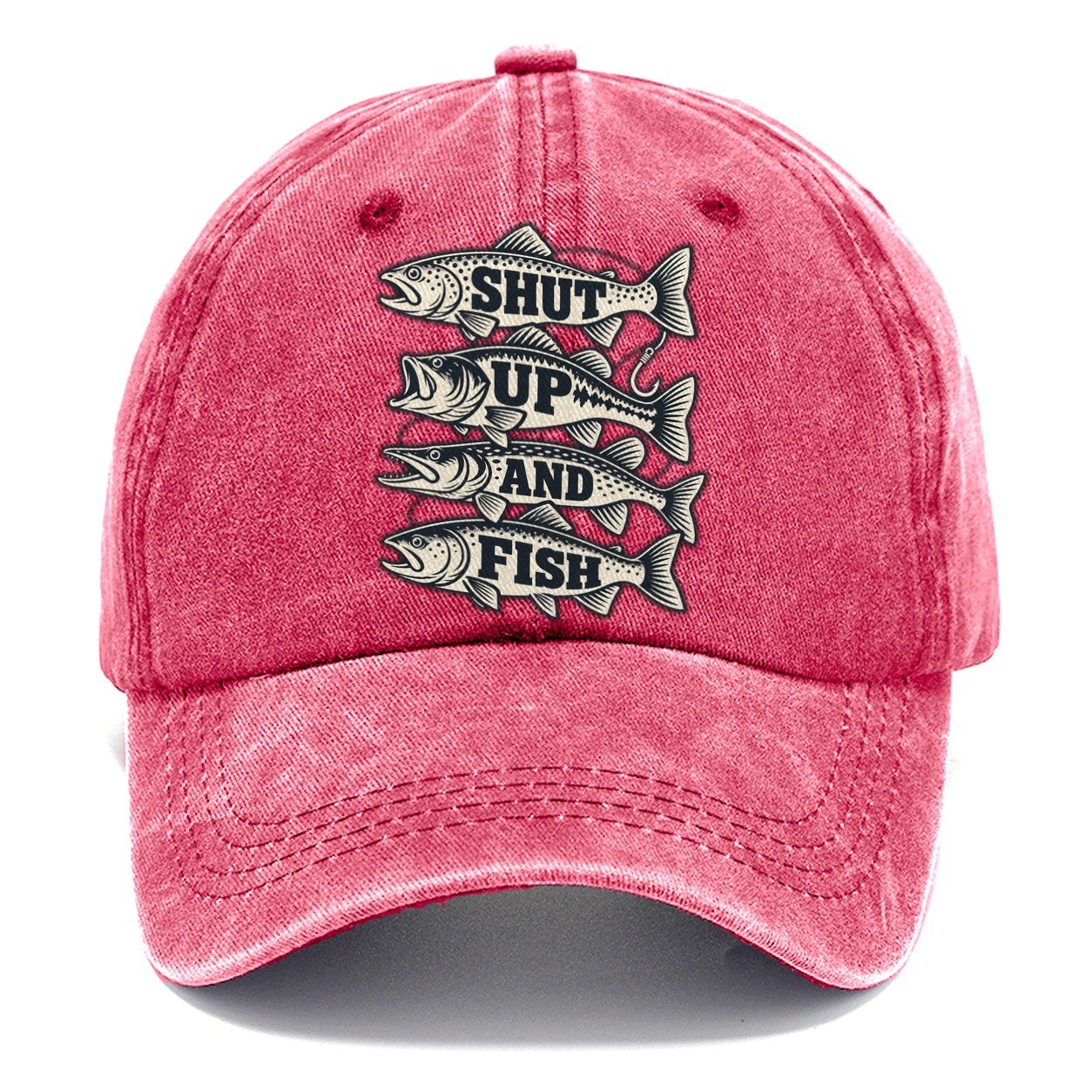 Shut Up And Fish Fishing Elegant Classic Cap – Pomegranate Blush