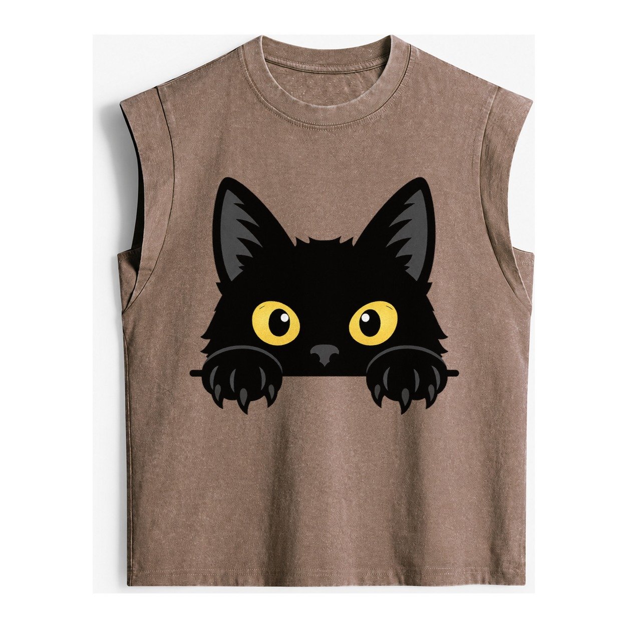 Black Cat Vintage Washed Tank – Brown