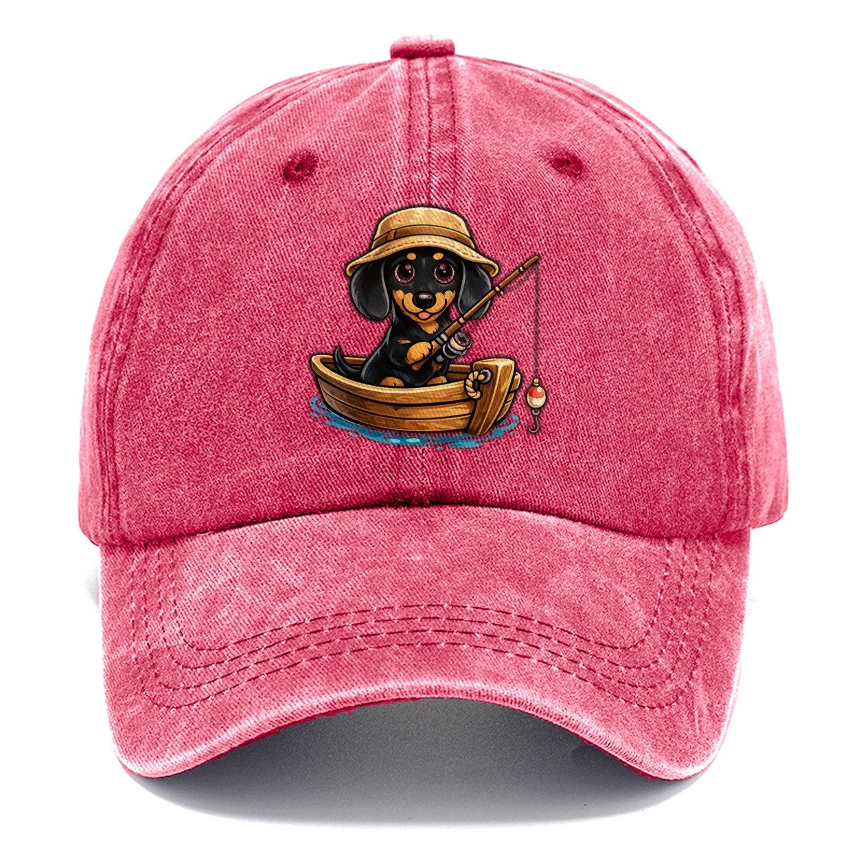Fishing Dachshund Boat Classic Cap – Pomegranate Blush