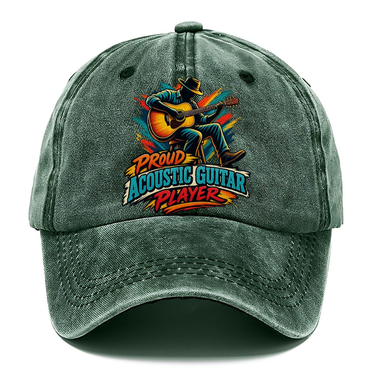 Proud Acoustic Guitar Player Music Instruments Classic Cap – Forest Mist