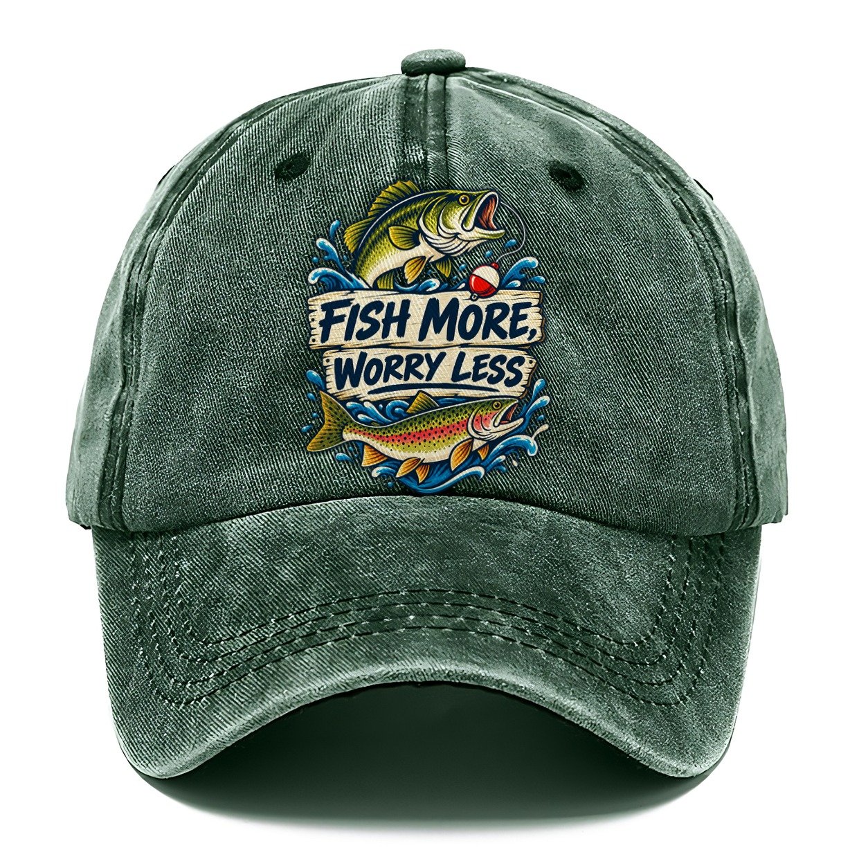 Fish More Worry Less Fishing Elegant Classic Cap – Forest Mist