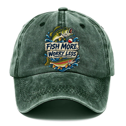 Fish More Worry Less Fishing Elegant Classic Cap – Forest Mist