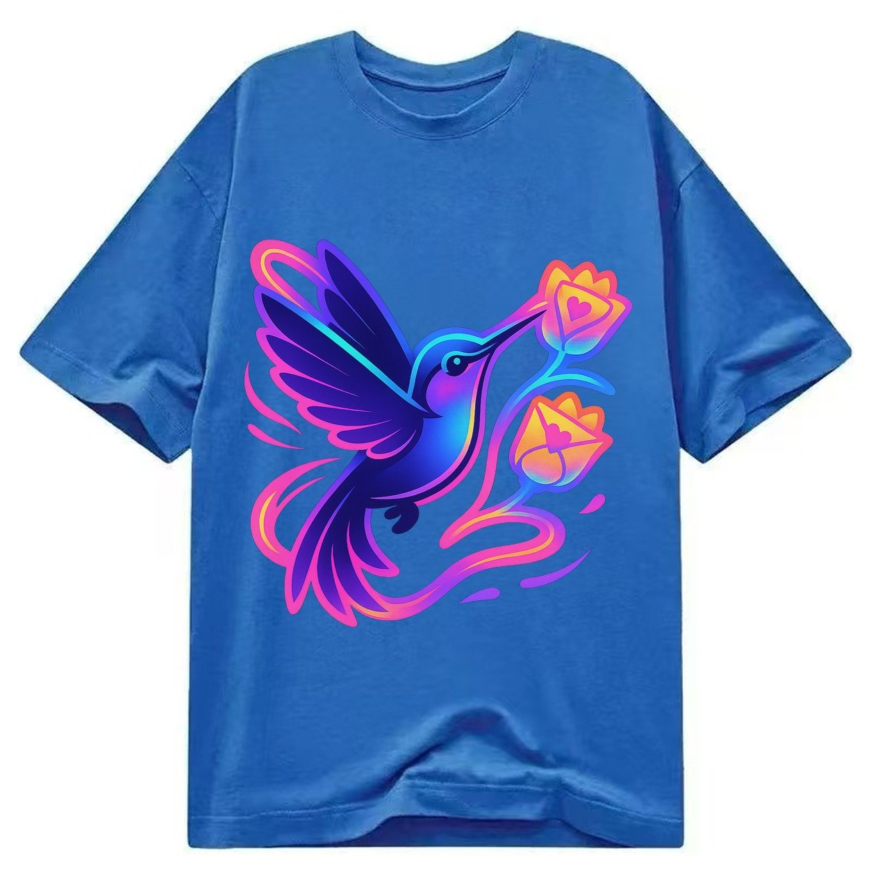 Hummingbird Delivering Miniature Love Letters Tucked Inside Classic T-shirt – Blue