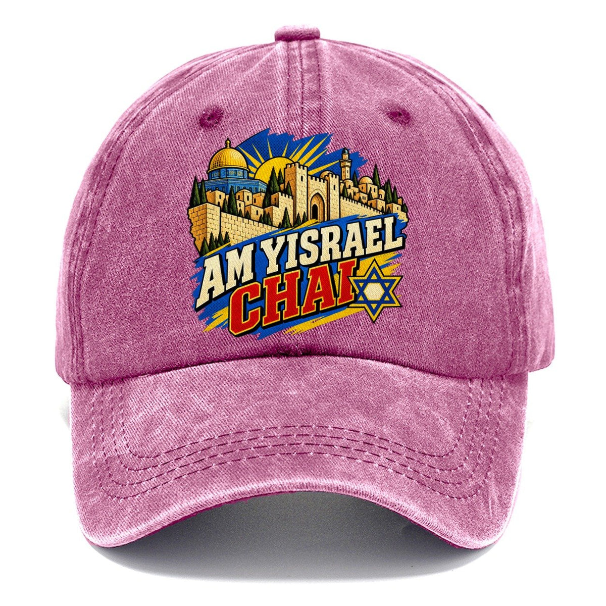 Pop Art Am Yisrael Chai Jerusalem Classic Cap – Dusty Rose