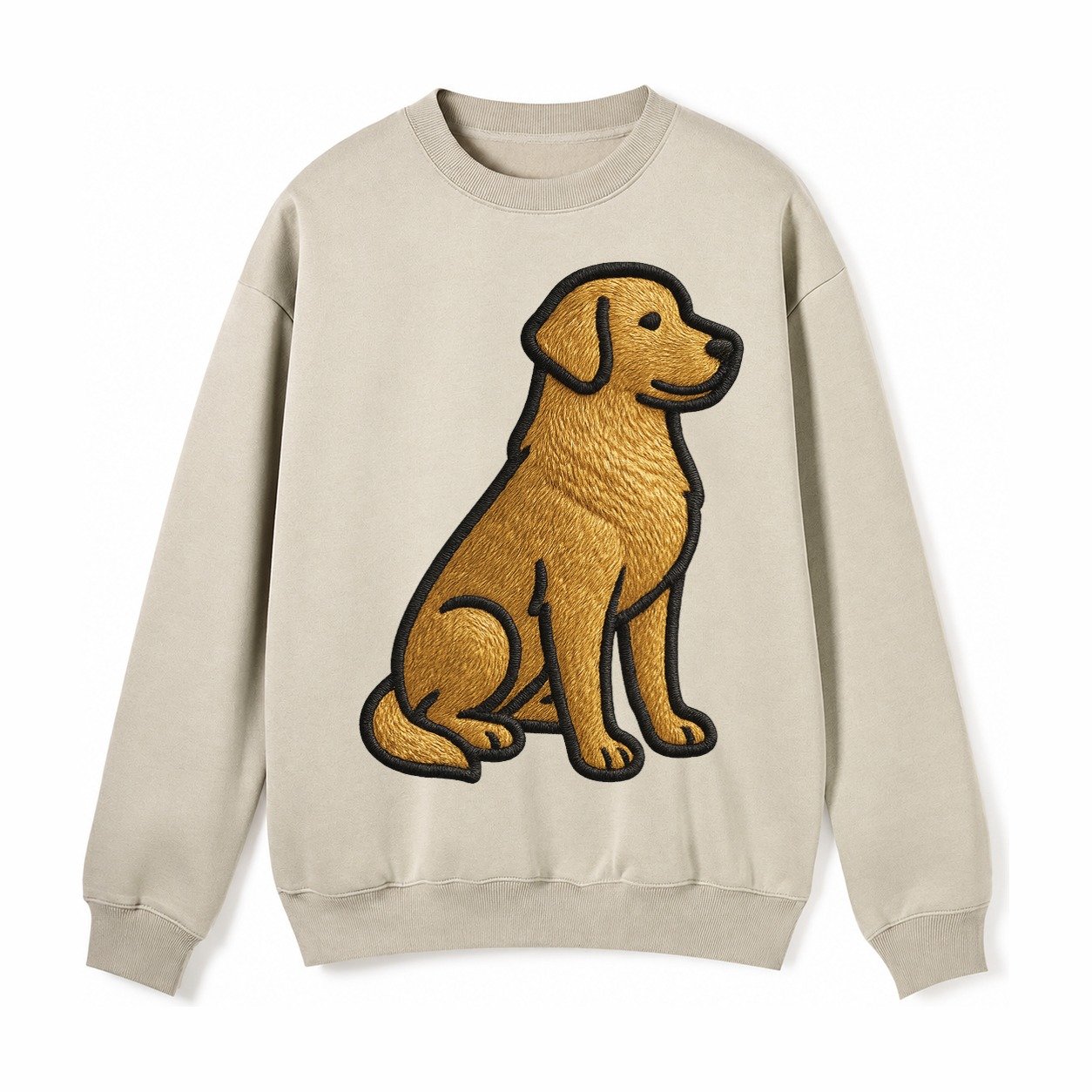 Golden Retriever Contemporary Geometri Fleece Sweatshirt – Light Khaki