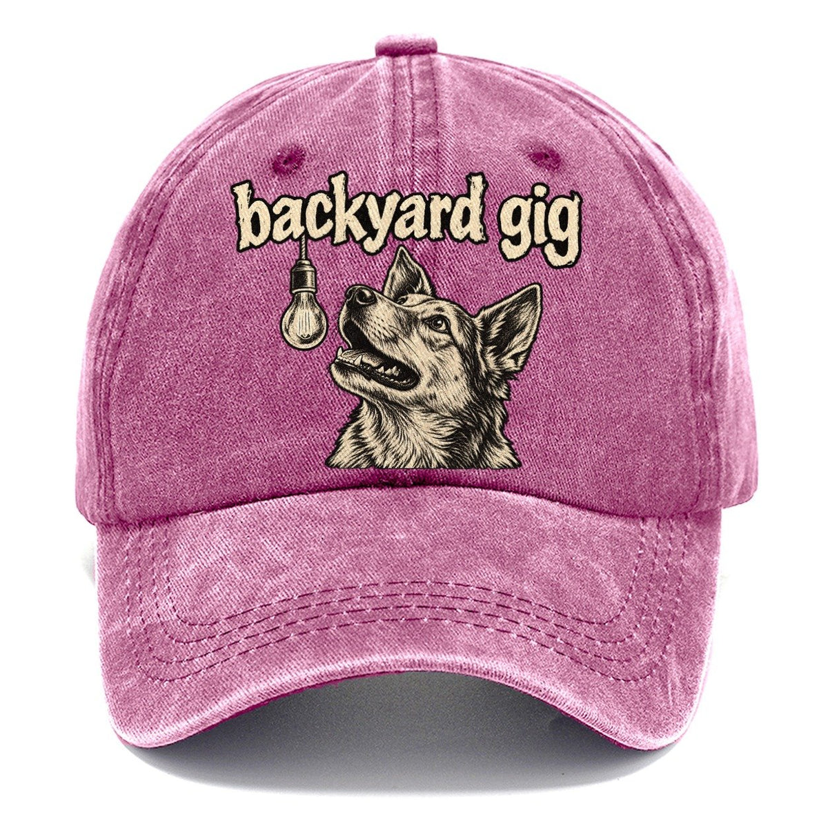 A Dog Head Lit From Above By A Single Hanging Bulb Bark For Me Classic Cap – Dusty Rose