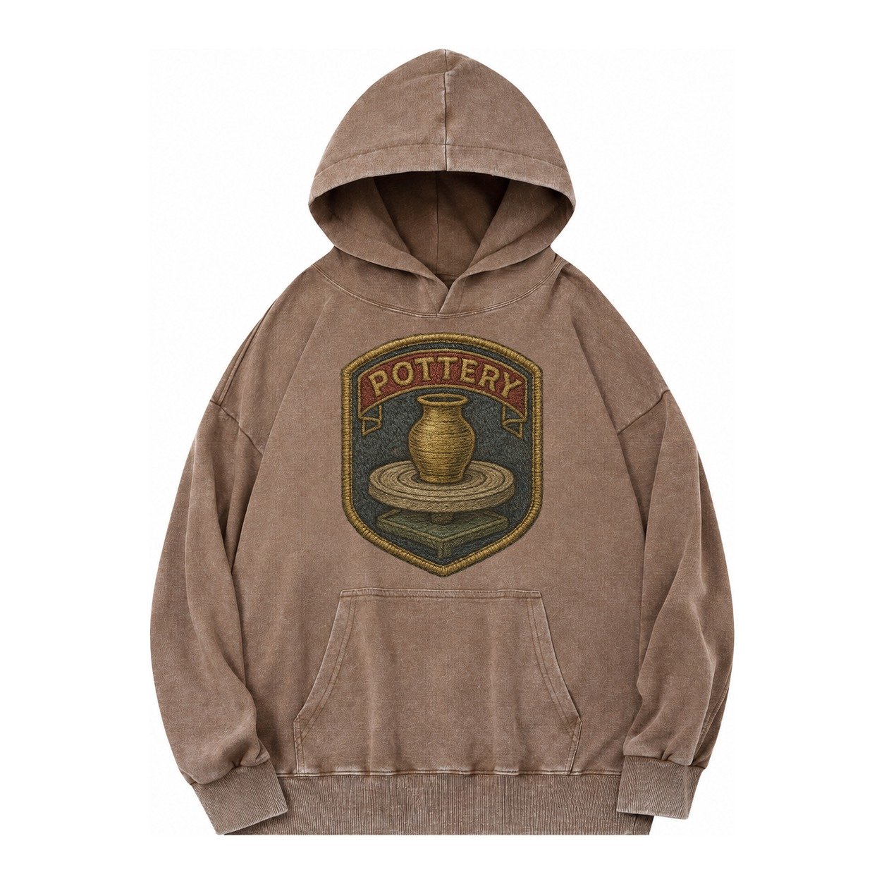 Pottery Wheel Vintage Washed Hoodie – Brown