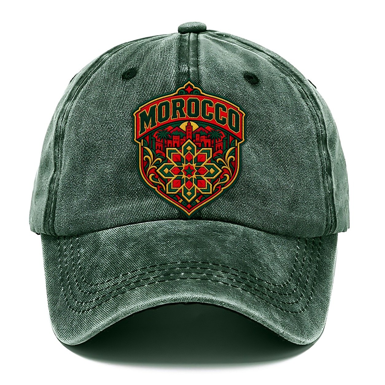Morocco Retro Badge Country Logos Classic Cap – Forest Mist