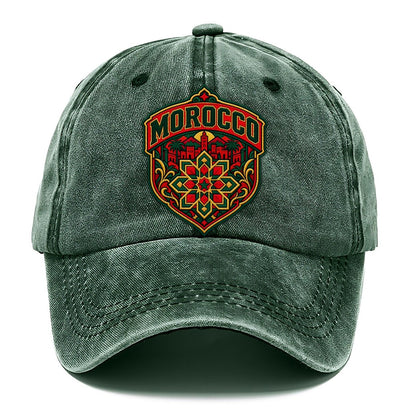 Morocco Retro Badge Country Logos Classic Cap – Forest Mist