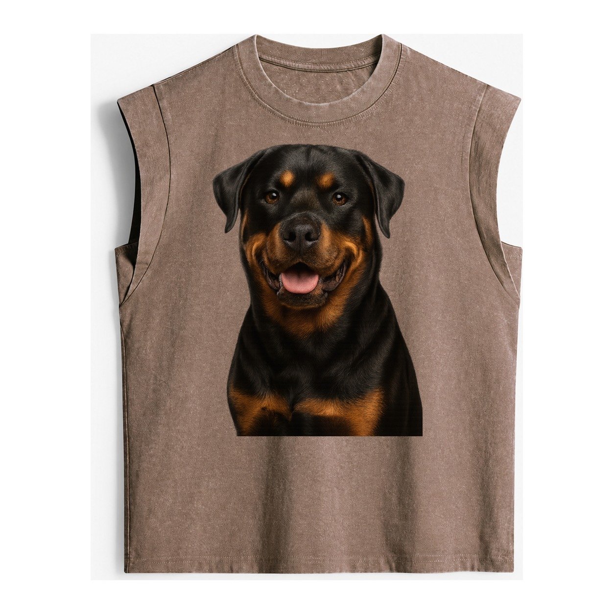 Rottweiler Powerful Guardian Vintage Washed Tank – Brown