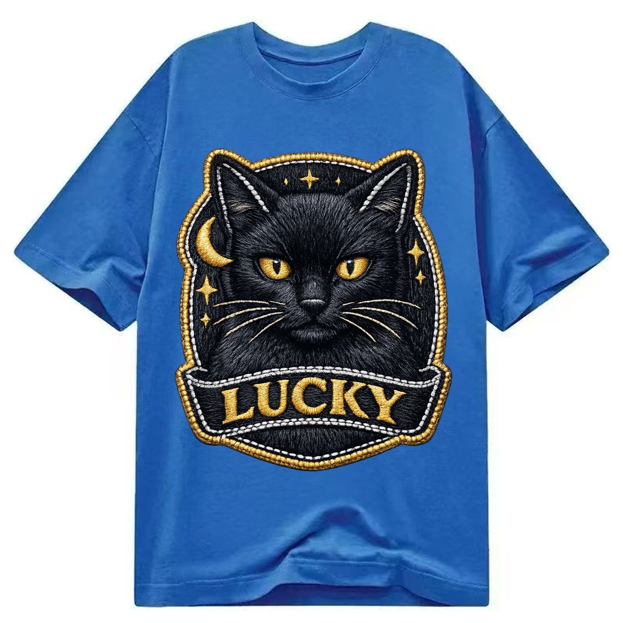 Lucky Black Cat Badge 064dd1 Classic T-shirt – Blue