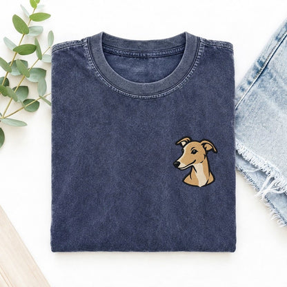 Fawn Whippet Left Chest Vintage T-shirt – Blue