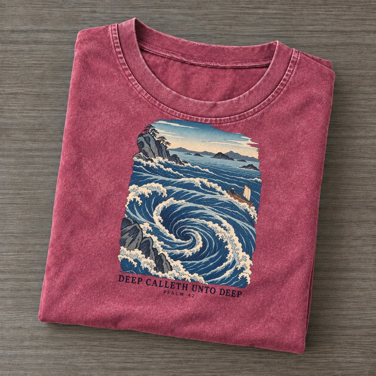Deep Calleth Unto Deep The Great Deep Vintage T-shirt – Raspberry