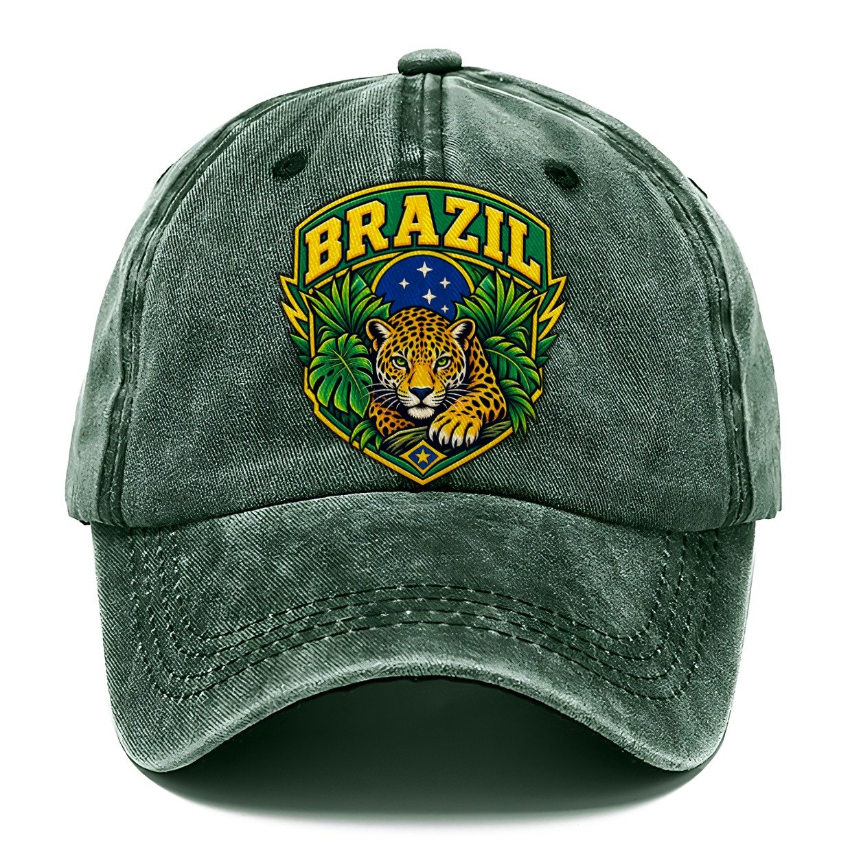 Brazil Retro Badge Country Logos Classic Cap – Forest Mist