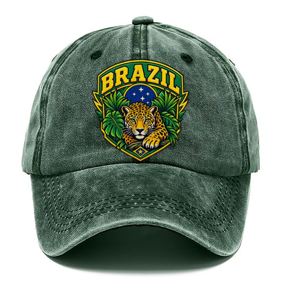 Brazil Retro Badge Country Logos Classic Cap – Forest Mist