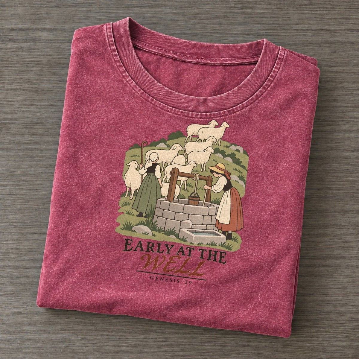 Early At The Well The Counting Gate Vintage T-shirt – Raspberry