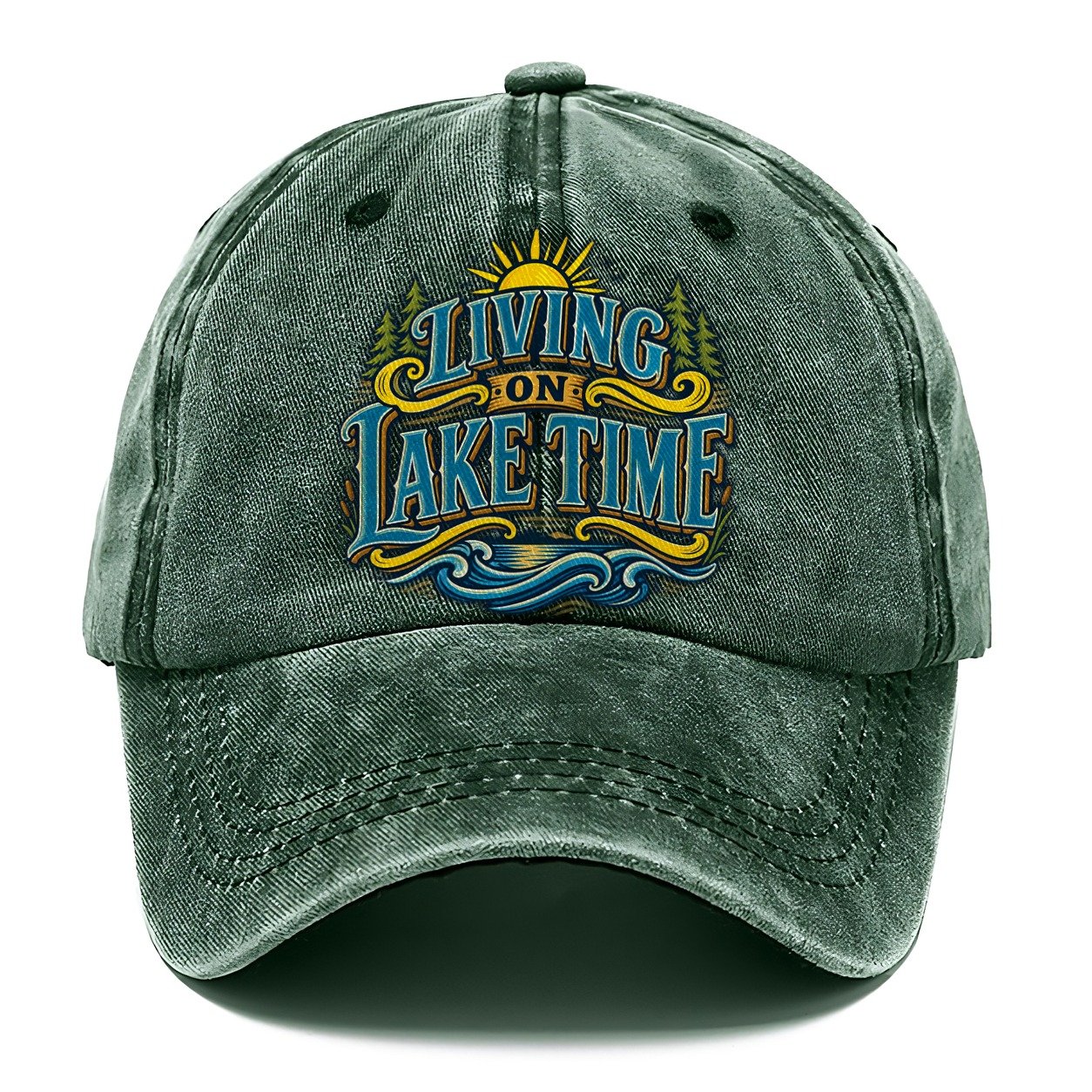 Living On Lake Time Retired Living Classic Cap – Forest Mist