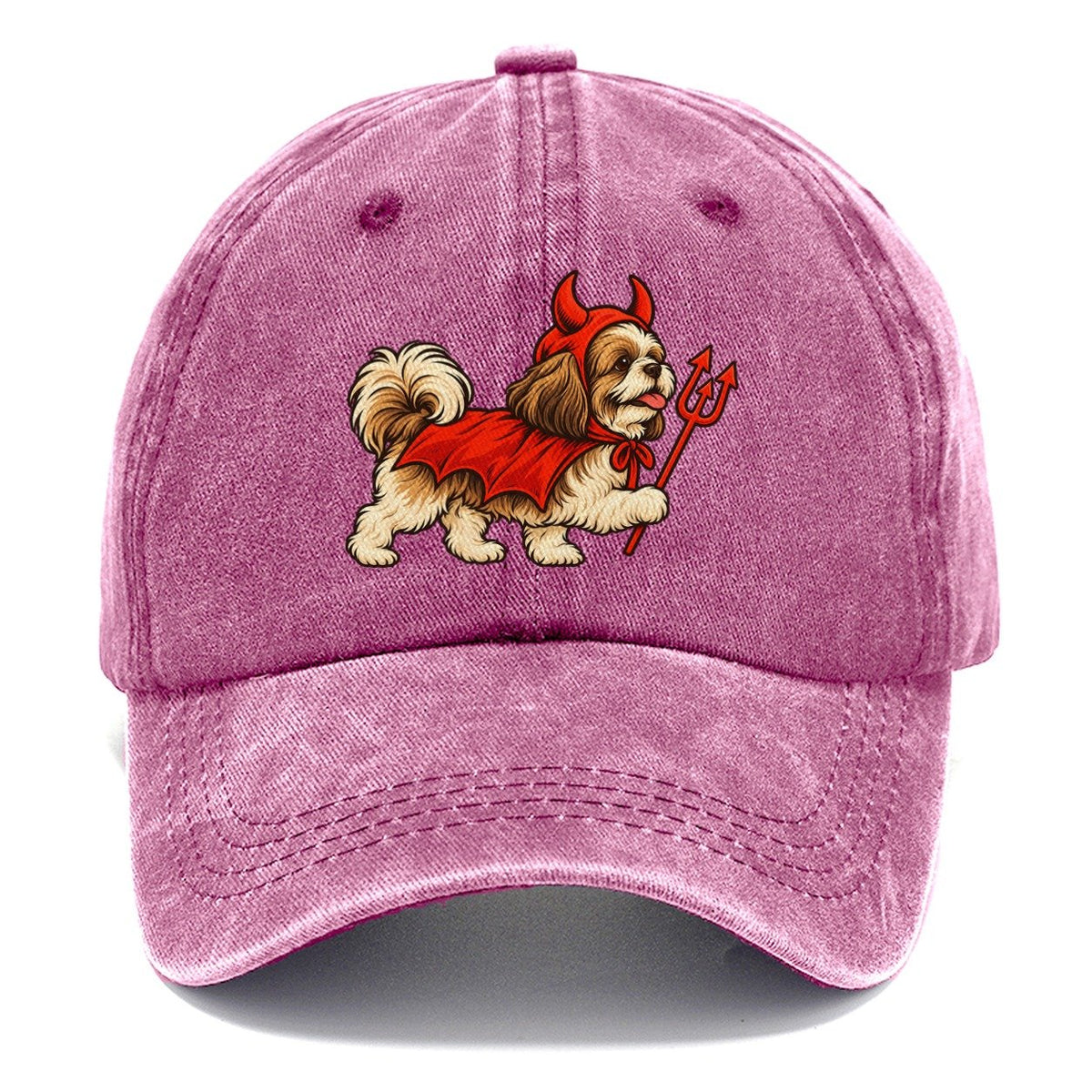 One Shih Tzu In Halloween Costume Little Devil With Horns And A Pitchfork Prop Halloween Dog Parade Classic Cap – Dusty Rose