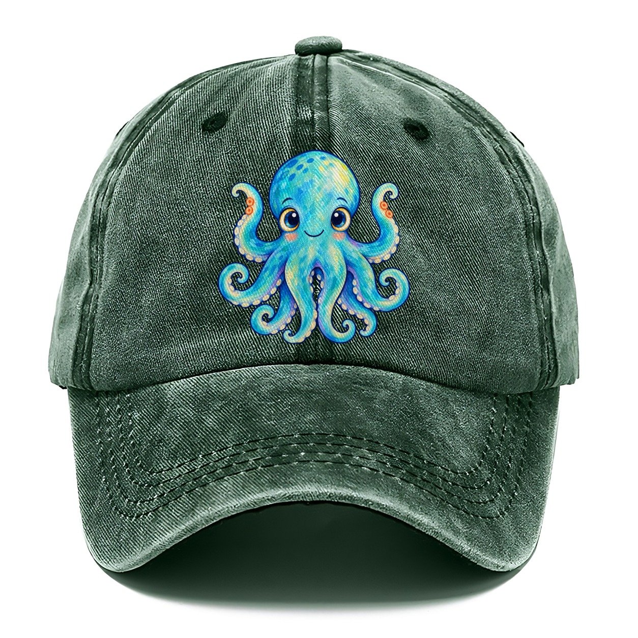 Octopus Curious Wave Sea Sprite Classic Cap – Forest Mist