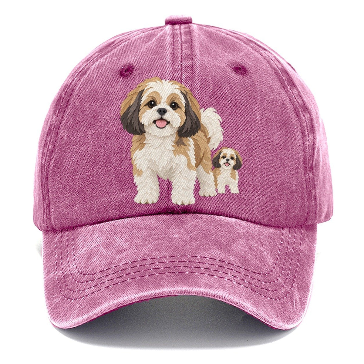 Cut-Paper Collage Shih Tzu Standing Top Breeds Classic Cap – Dusty Rose