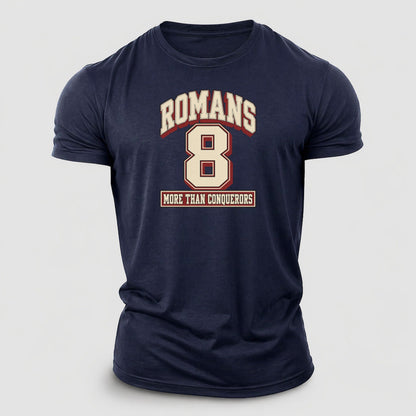 Romans 8 Varsity Chapel Varsity Cotton T-Shirt – Navy