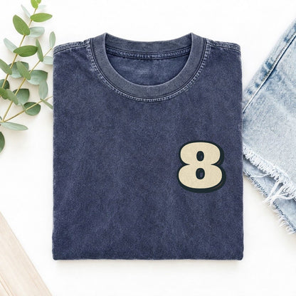Number 8 Left Chest Vintage T-shirt – Blue