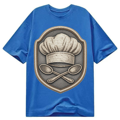Cooking Chef Hat Toque Blanche With Crossed Spoons In Classic T-shirt – Blue