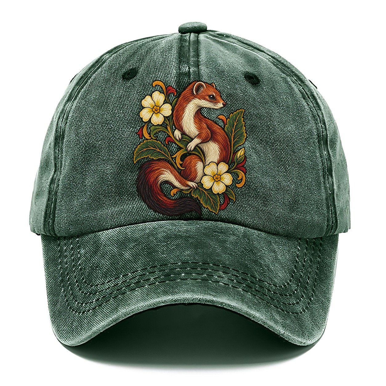 British Stoat And Primrose Uk Culture Heritage Classic Cap – Forest Mist