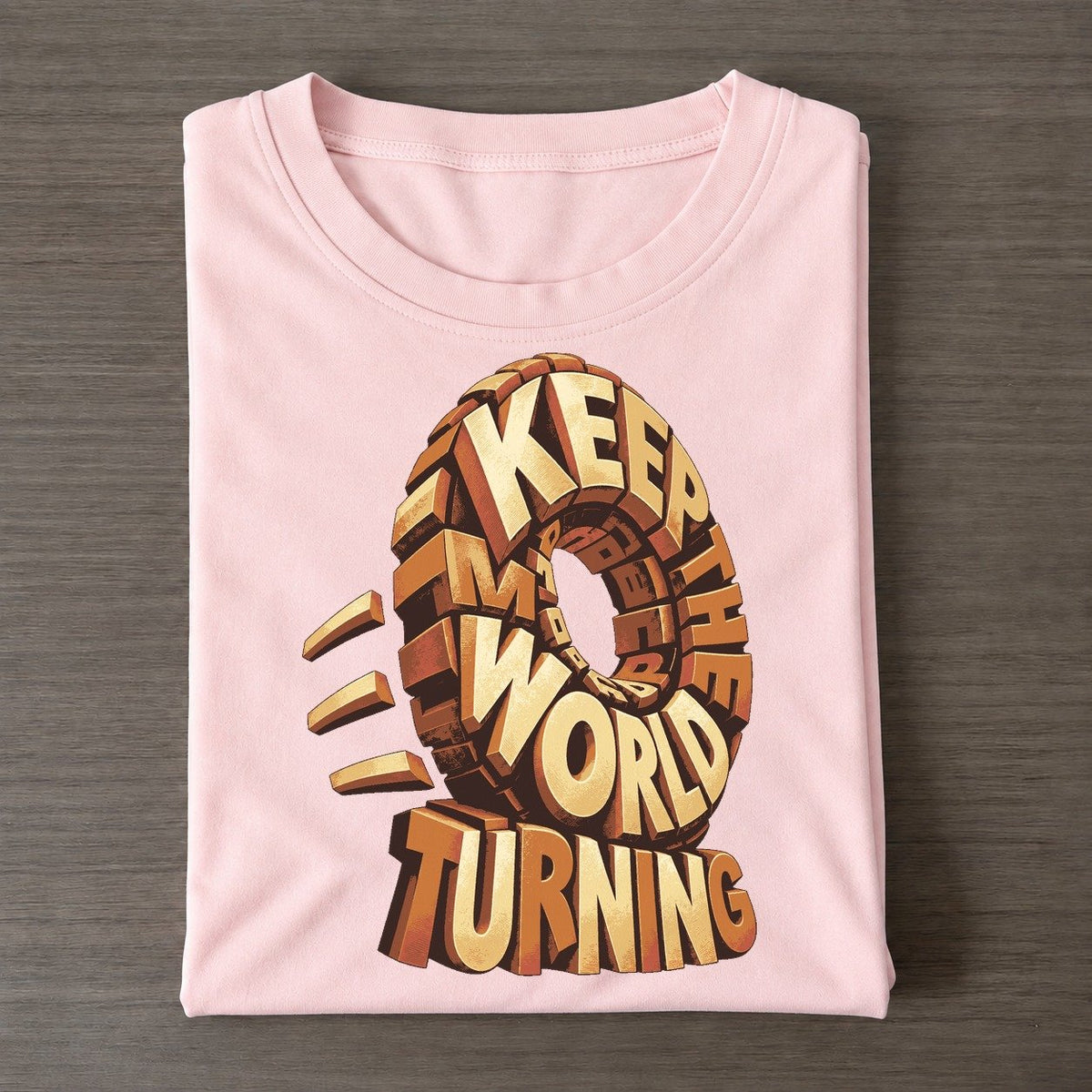 Rolling Wheel Motion Letter Sculpture Classic T-shirt – Pink