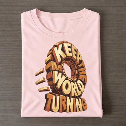 Rolling Wheel Motion Letter Sculpture Classic T-shirt – Pink