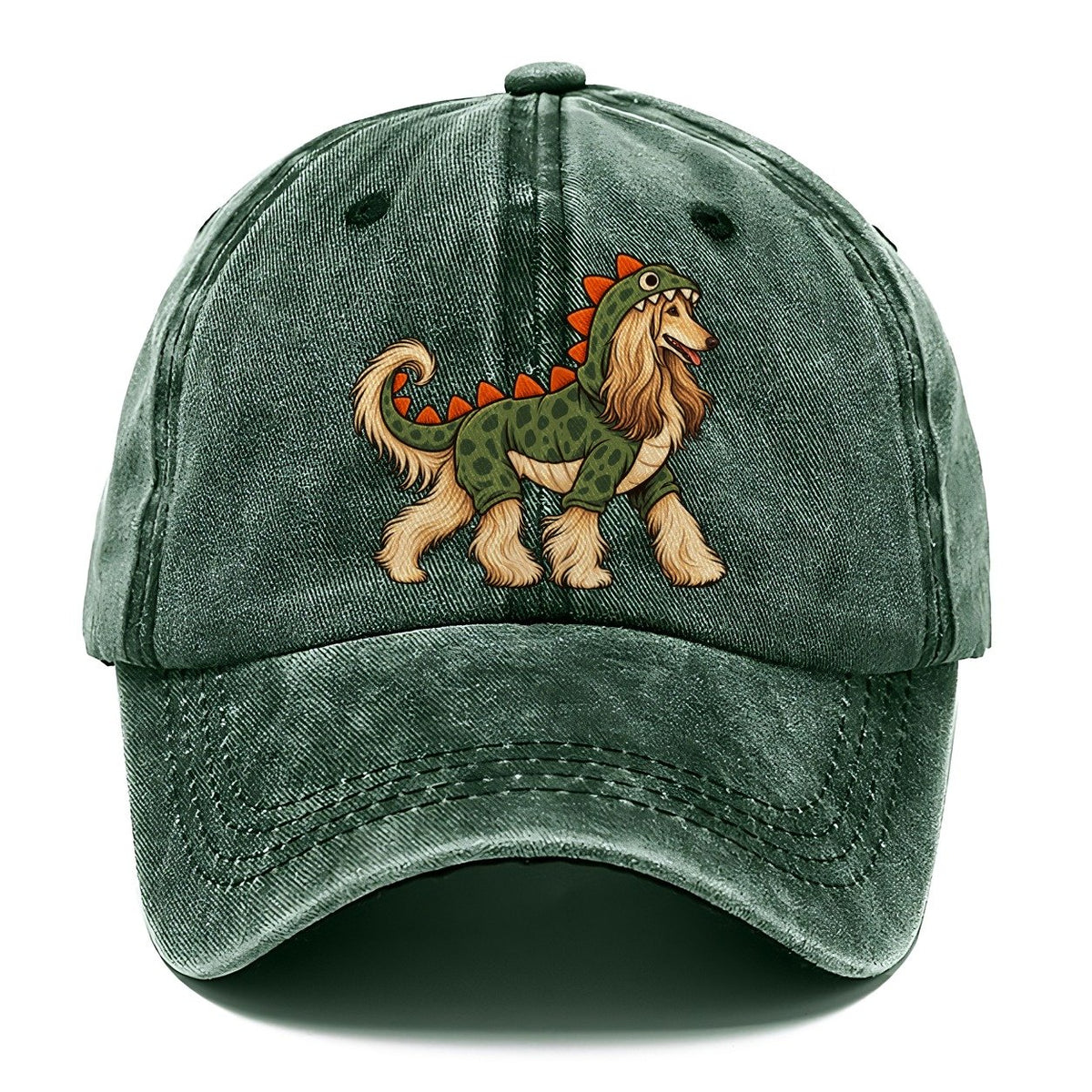 One Afghan Hound In Halloween Costume Dinosaur Costume With Soft Felt Spikes Down The Back Halloween Dog Parade Classic Cap – Forest Mist