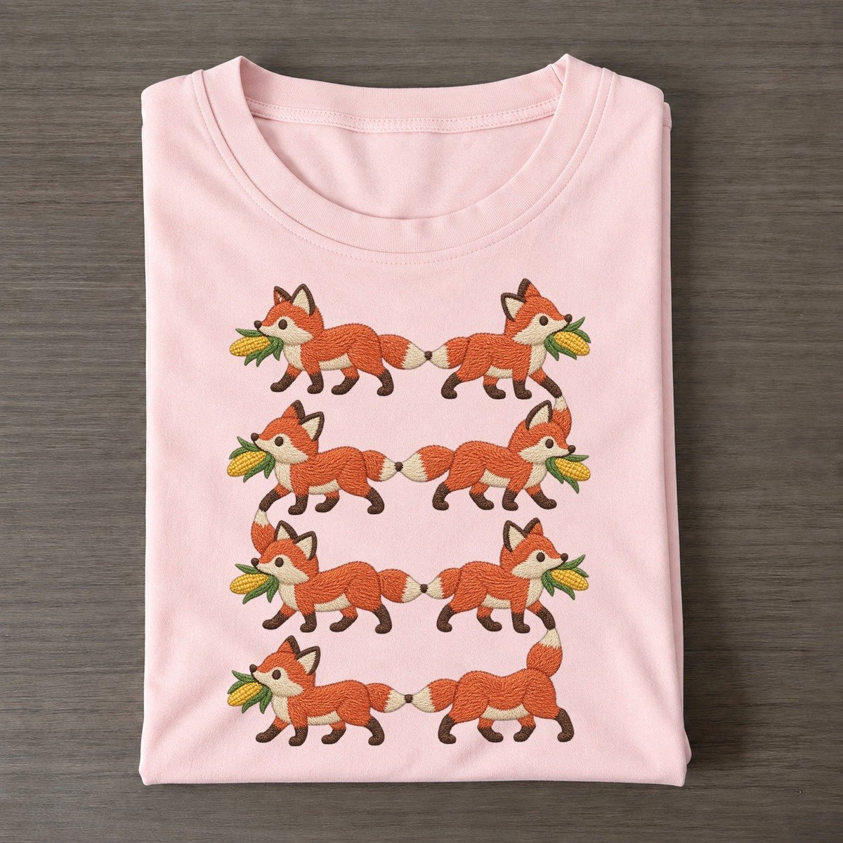 Foxes With Corn Single File Classic T-shirt – Pink