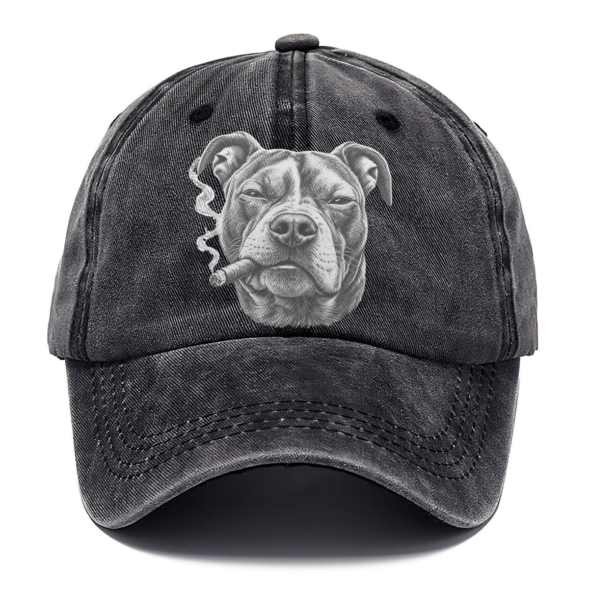 Pit Bull Terrier A Lit Cigar Smoking Dogs Smoking Dogs Portraits Classic Cap – Graphite