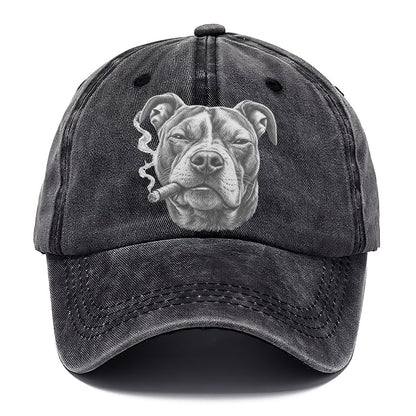Pit Bull Terrier A Lit Cigar Smoking Dogs Smoking Dogs Portraits Classic Cap – Graphite