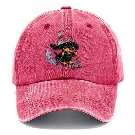 Skiing Dachshund Slopes Classic Cap – Pomegranate Blush