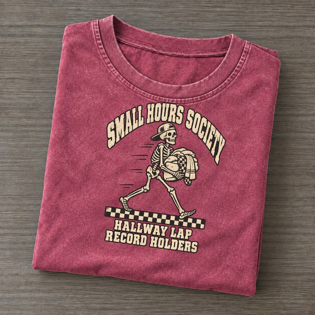 Hallway Laps Small Hours Society Vintage T-shirt – Raspberry