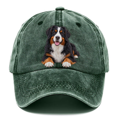 Bernese Mountain Dog Lying Down Top Breeds Classic Cap – Forest Mist