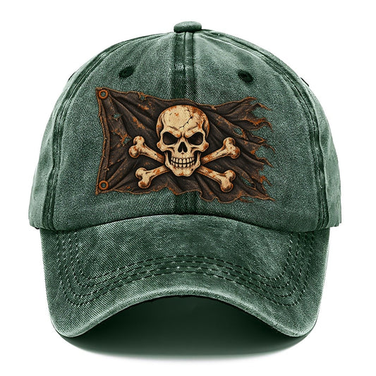 Skull And Crossbones Worn Icon Classic Cap – Forest Mist