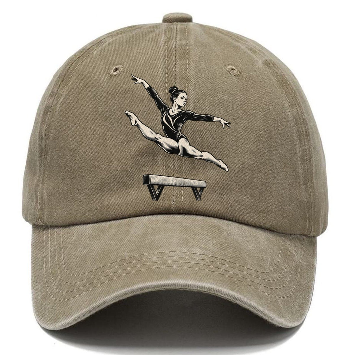 Gymnast Balance Beam Leap Global Sports Ink Figures Classic Cap – Warm Sand