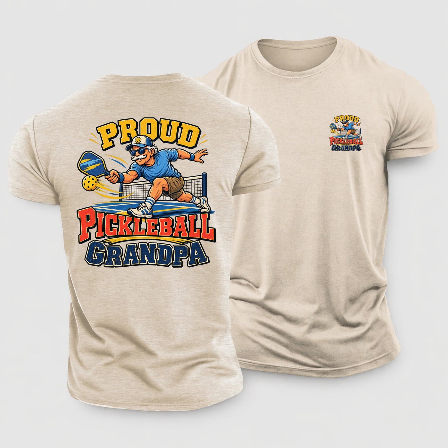 Proud Pickleball Grandpa Pickleball Life Cotton T-Shirt – Sand