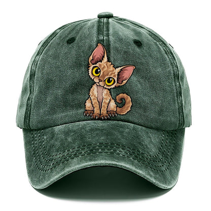 Devon Rex Head Tilt Peeking Cats Classic Cap – Forest Mist