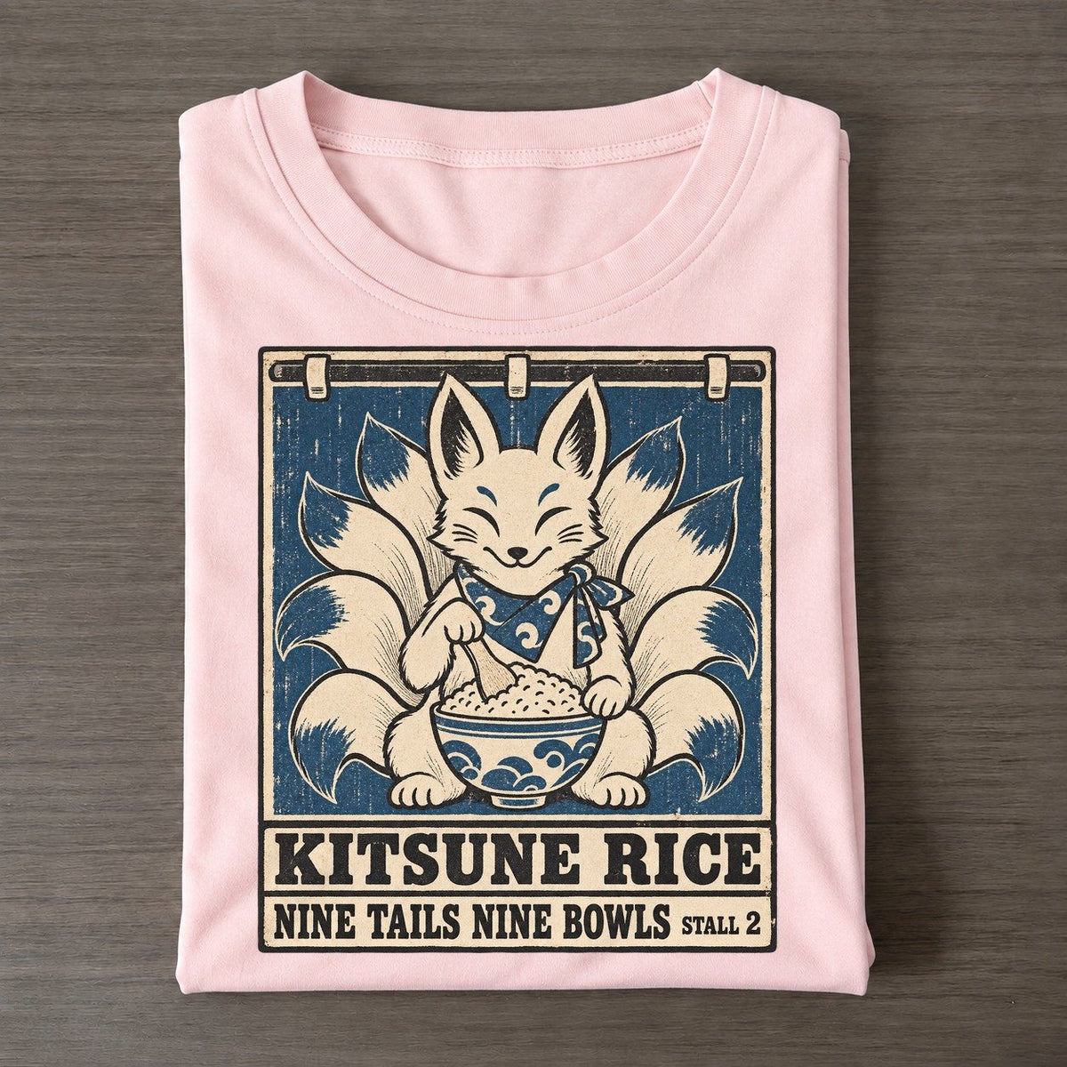 Kitsune Rice Yokai Night Market Classic T-shirt – Pink