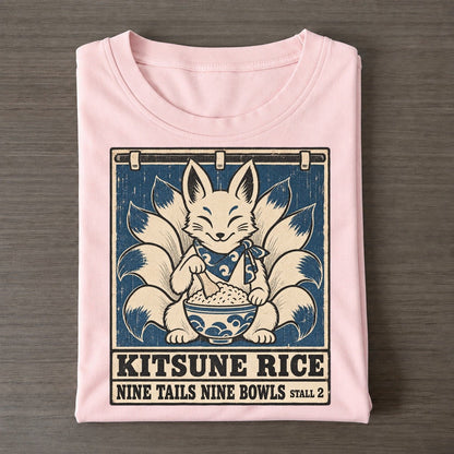 Kitsune Rice Yokai Night Market Classic T-shirt – Pink