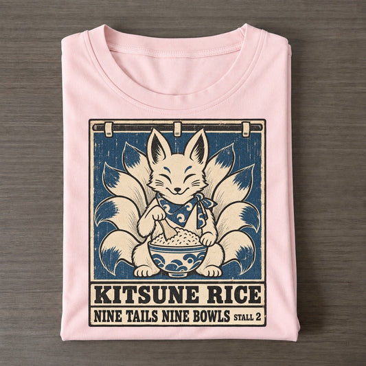 Kitsune Rice Yokai Night Market Classic T-shirt – Pink