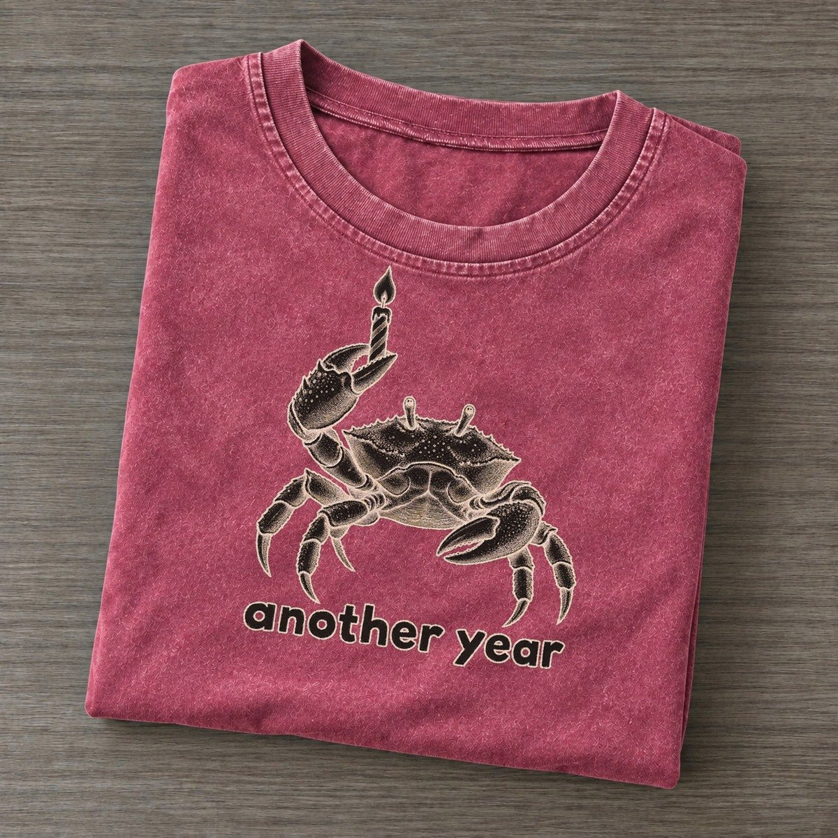 Crab Another Year Unbothered Creatures Vintage T-shirt – Raspberry
