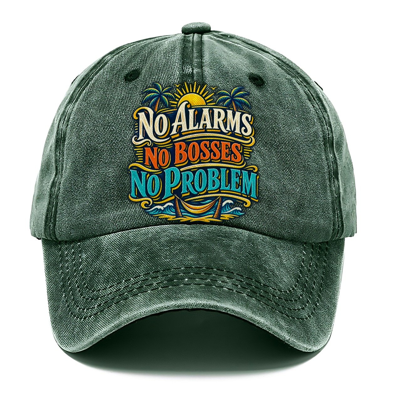 No Alarms No Bosses No Problem Retired Living Classic Cap – Forest Mist