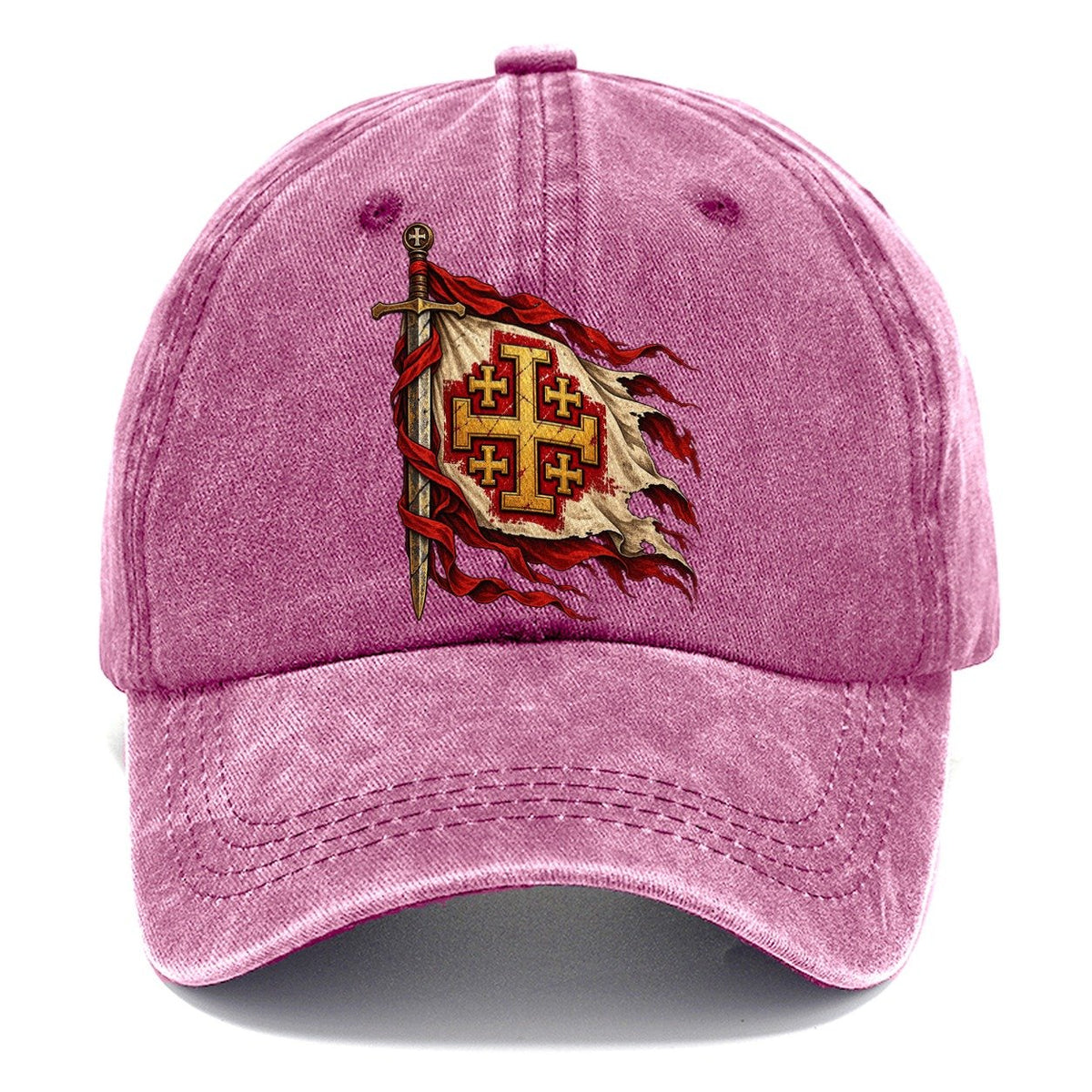 Crusader Heraldry Jerusalem Cross Shield Classic Cap – Dusty Rose